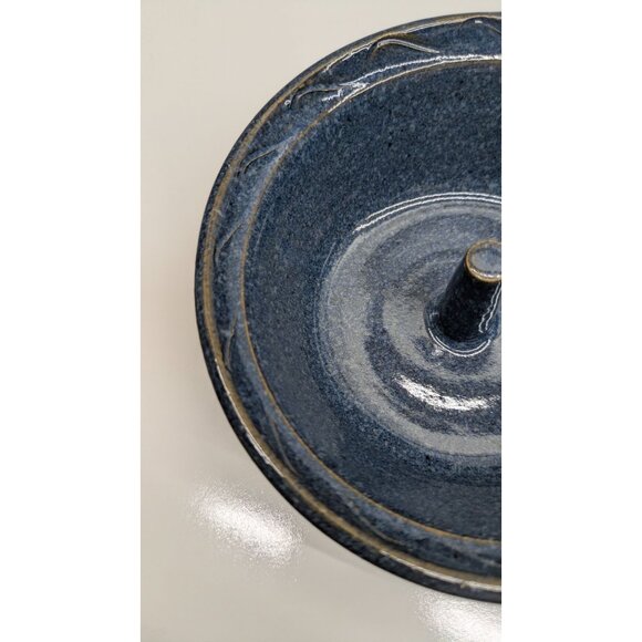 Art Pottery Apple Bell Pepper Baking Dish Blue Glaze Signed - Picture 3 of 15